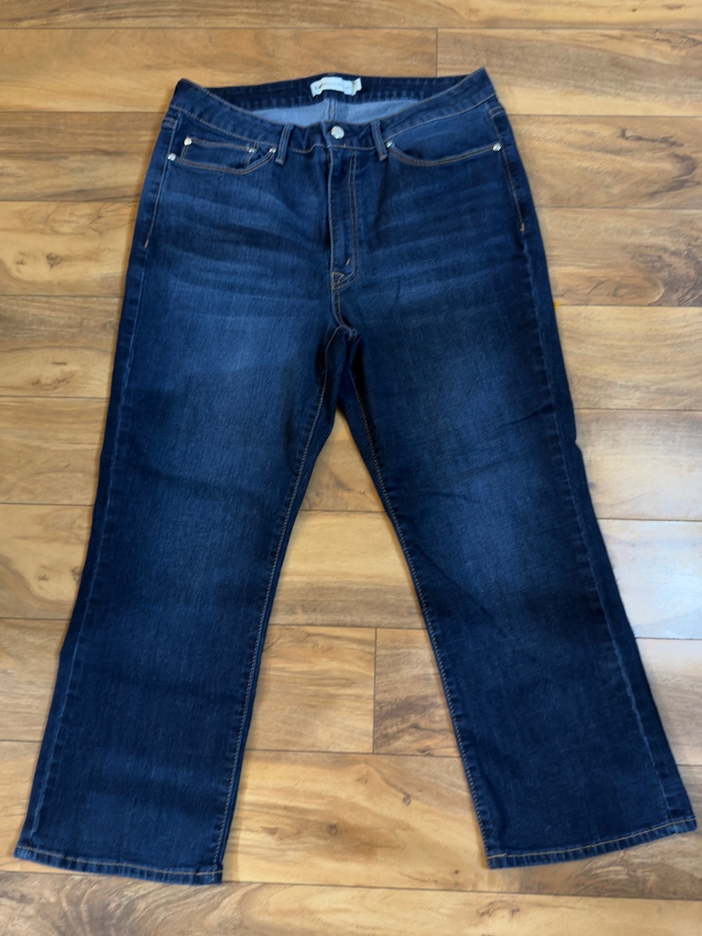 Rebecca Minkoff Straight-Leg Ankle Cropped Jeans Sz 14P High Rise Stretch Denim